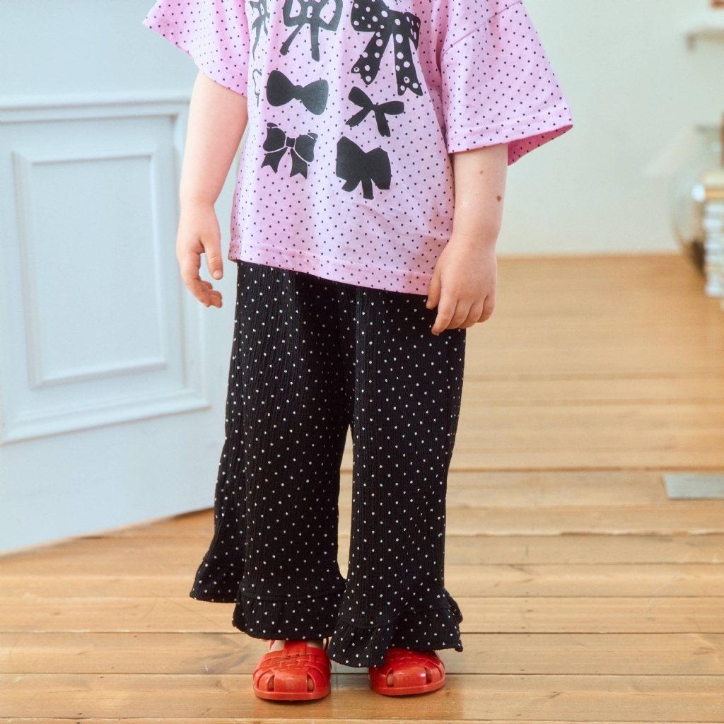 韓國🇰🇷1stblue 點點荷葉邊寬褲(5-15)