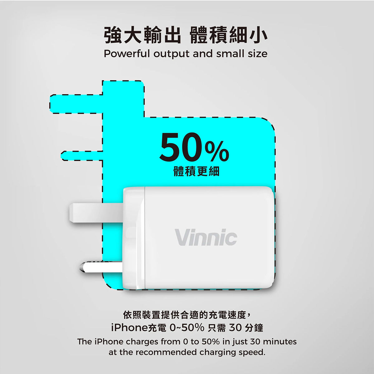 Vinnic FERNOW 65W PD QC GaN Charger VPCG-GA65WG2-UKWH