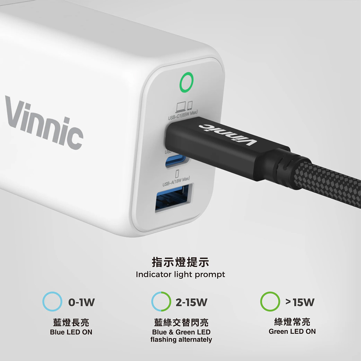 Vinnic FERNOW 65W PD QC GaN Charger VPCG-GA65WG2-UKWH