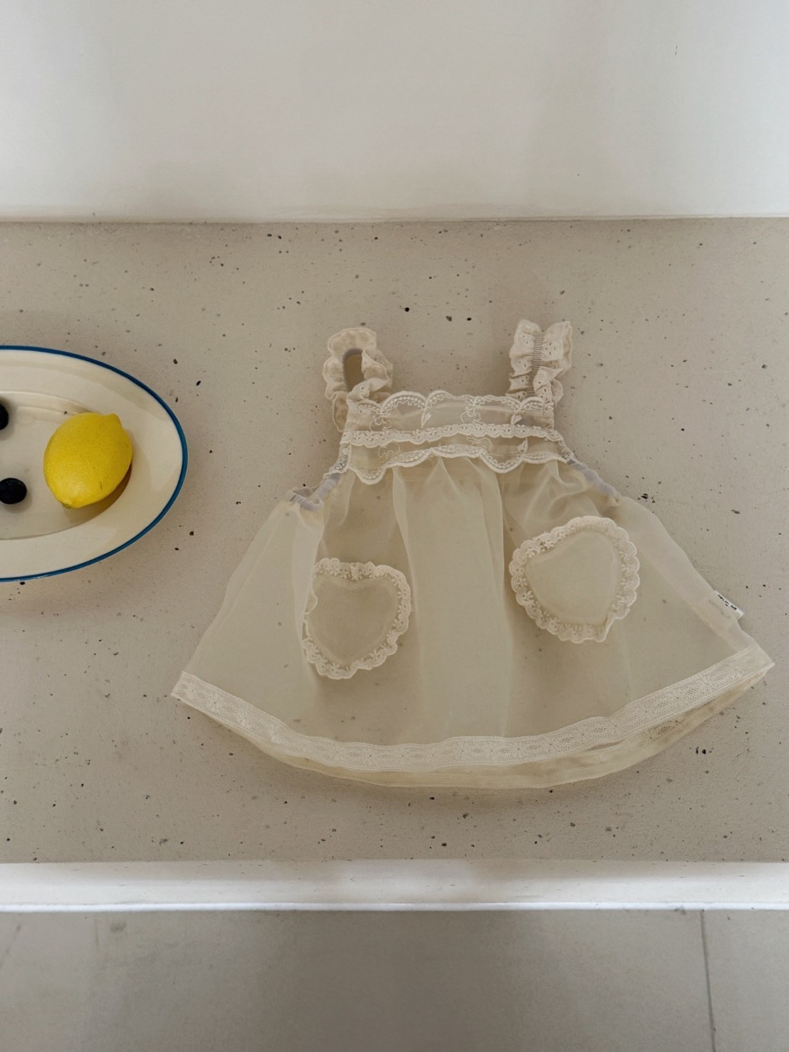 緹花卷邊網紗吊帶裙