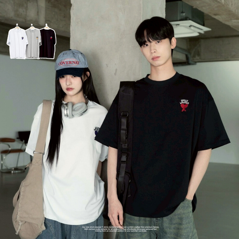 SMILE WALKER 愛心人 刺繡短T