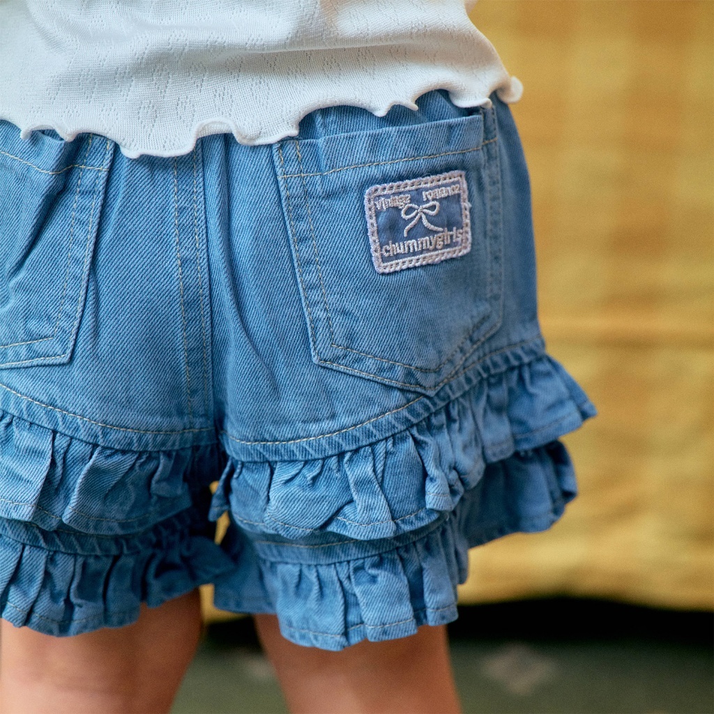 韓國🇰🇷1stblue 蛋糕花邊牛仔短褲(5-15)