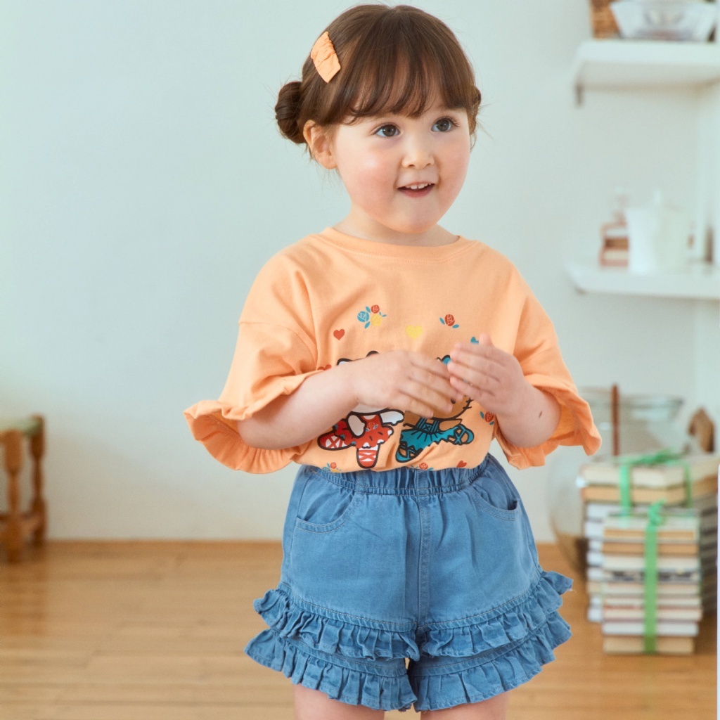 韓國🇰🇷1stblue 蛋糕花邊牛仔短褲(5-15)