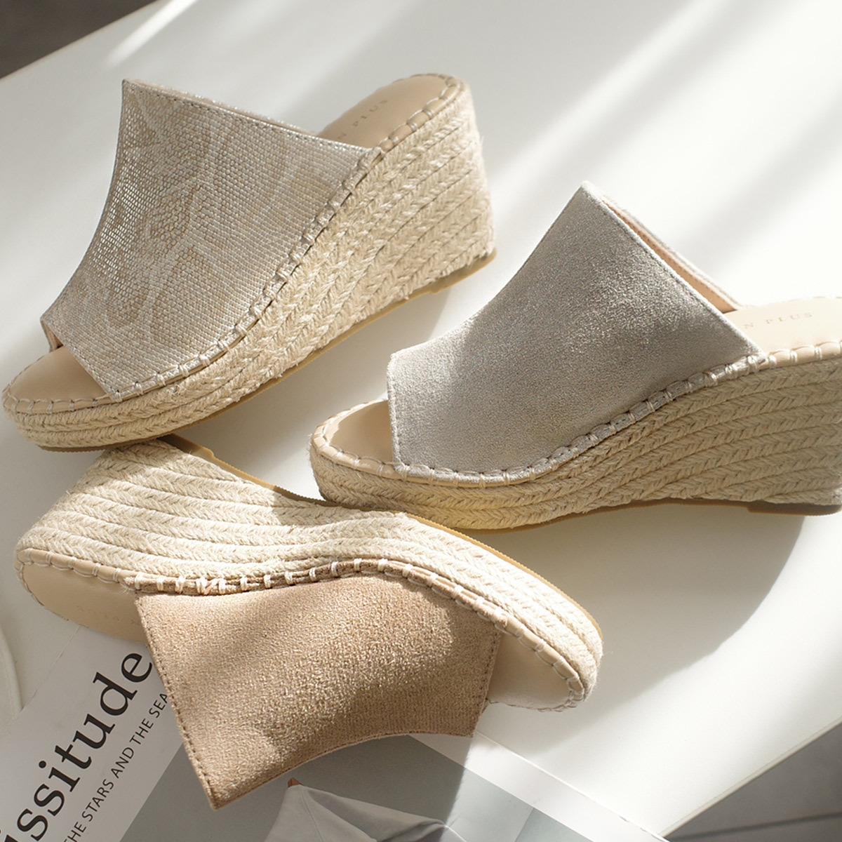 清涼消暑 黃麻坡跟鞋涼鞋【FX010】