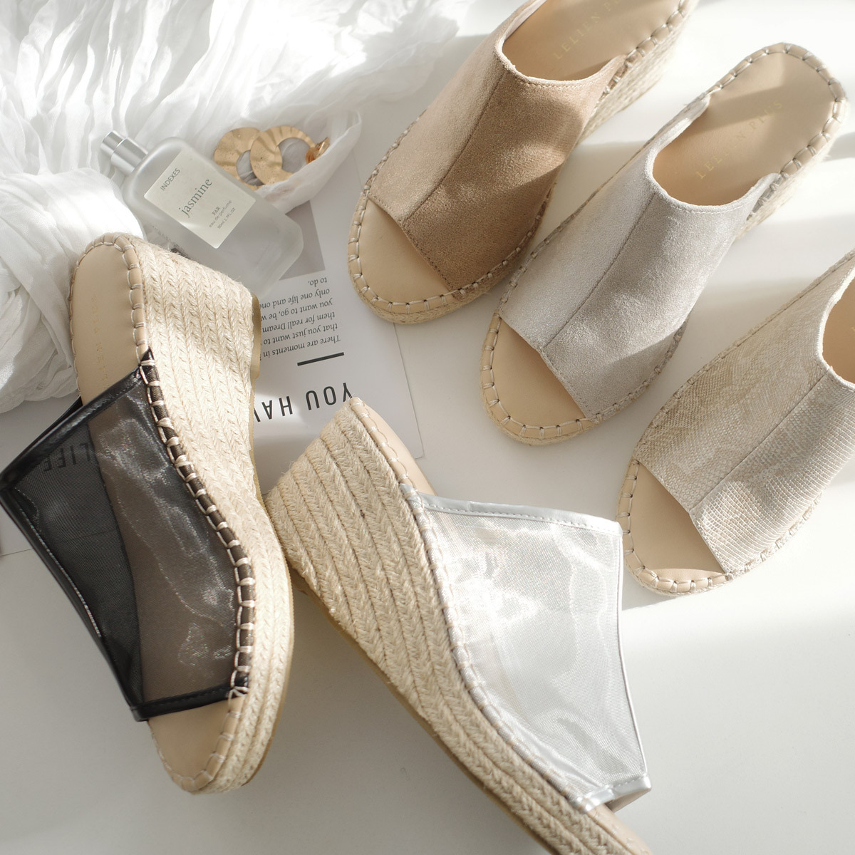 清涼消暑 黃麻坡跟鞋涼鞋【FX010】