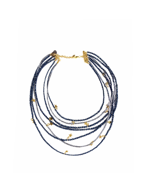 LORENA  多層串珠設計項鍊(深藍)