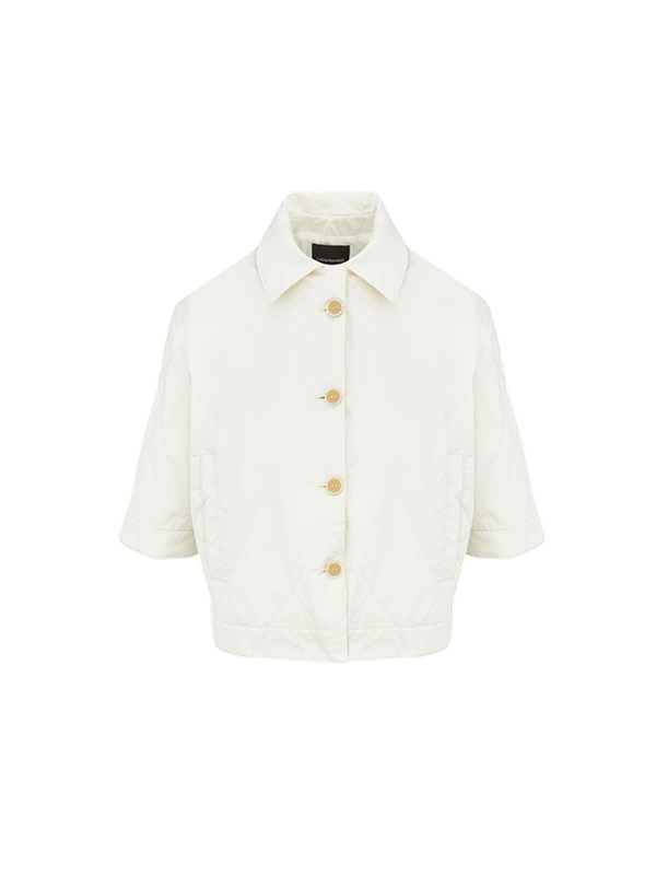 LORENA  菱格衍縫翻領短袖外套