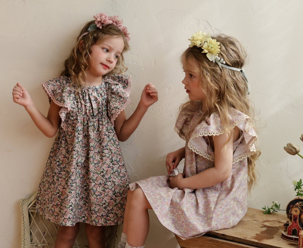 正韓夏Flo 兩色法式復古碎花洋裝