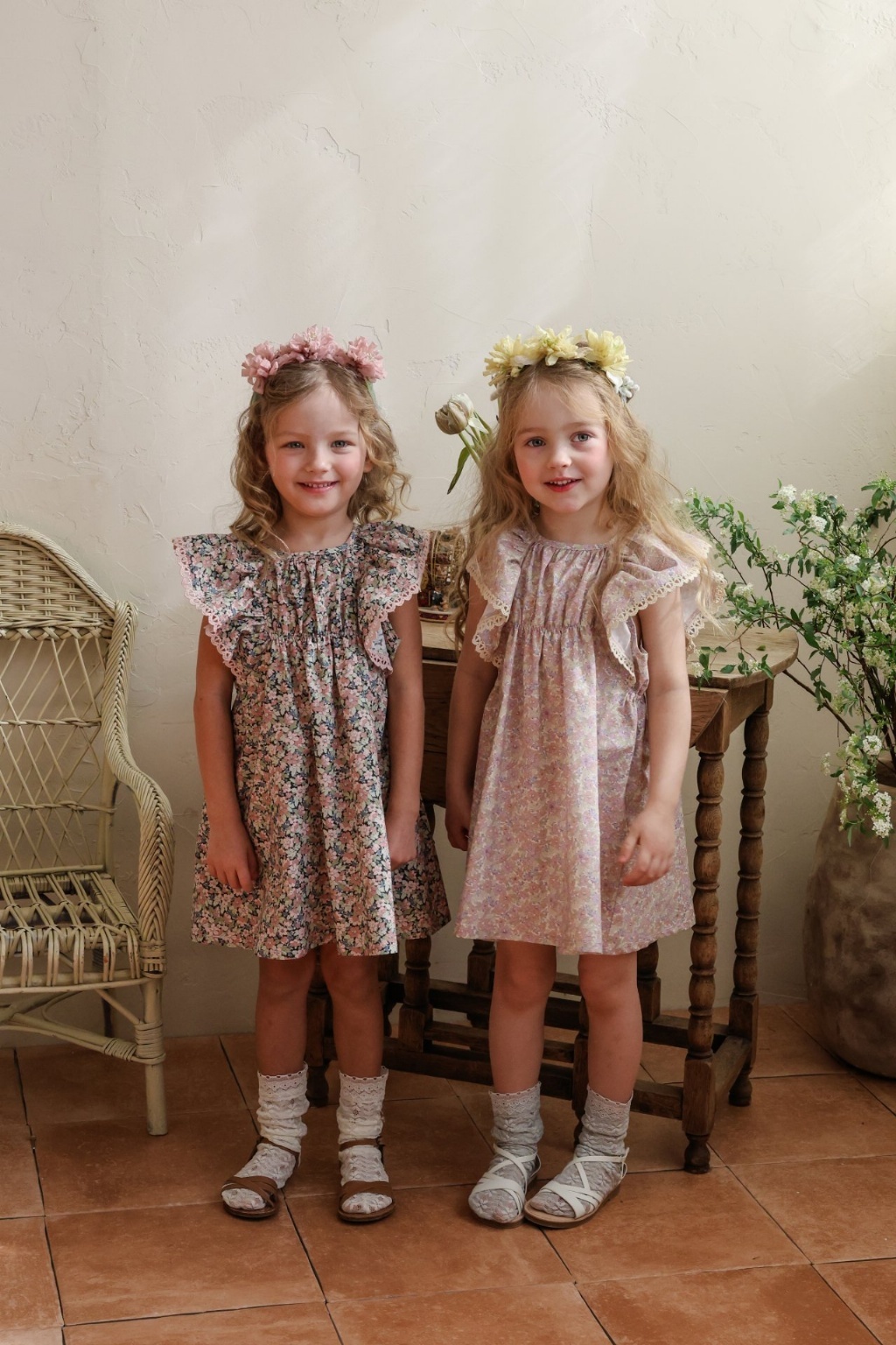 正韓夏Flo 兩色法式復古碎花洋裝