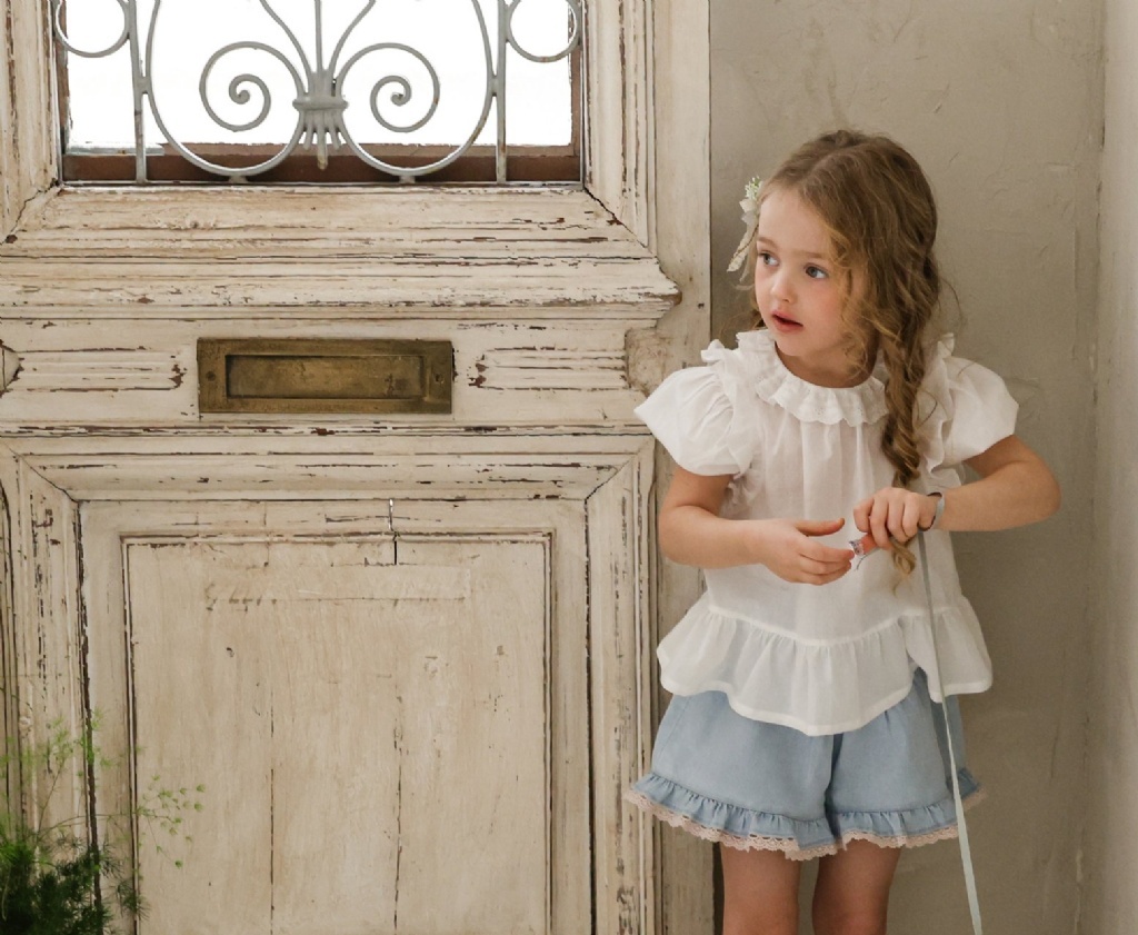 正韓夏Flo 兩色蕾絲滾邊牛仔褲