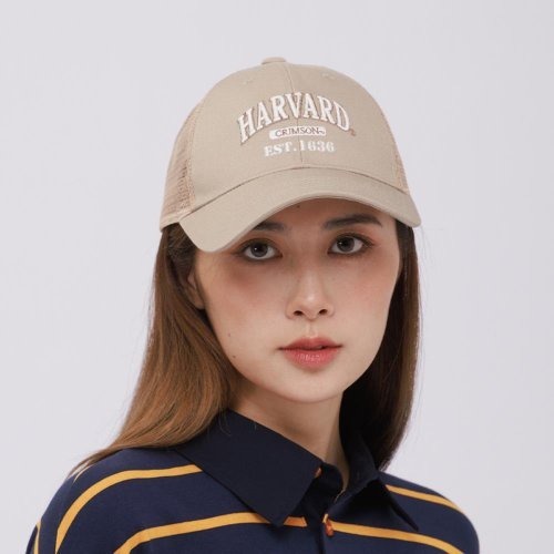 【NCAA】Harvard 復古卡車帽-淺卡其色
