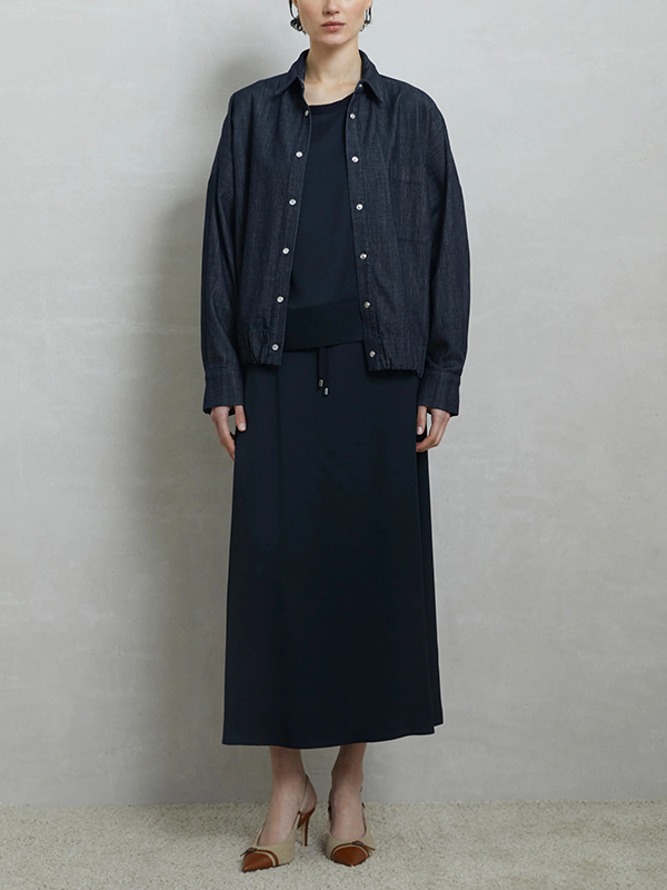 LORENA  義式寬版丹寧襯衫