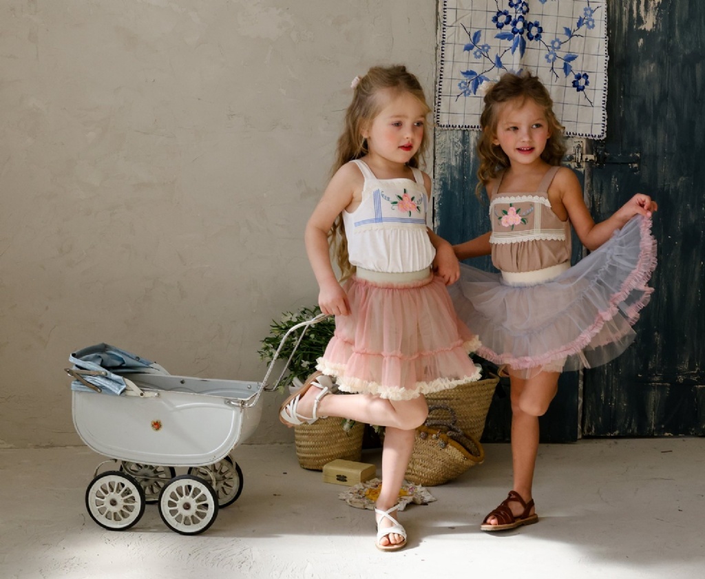 正韓夏Flo 兩色漸層感撞色花裙褲