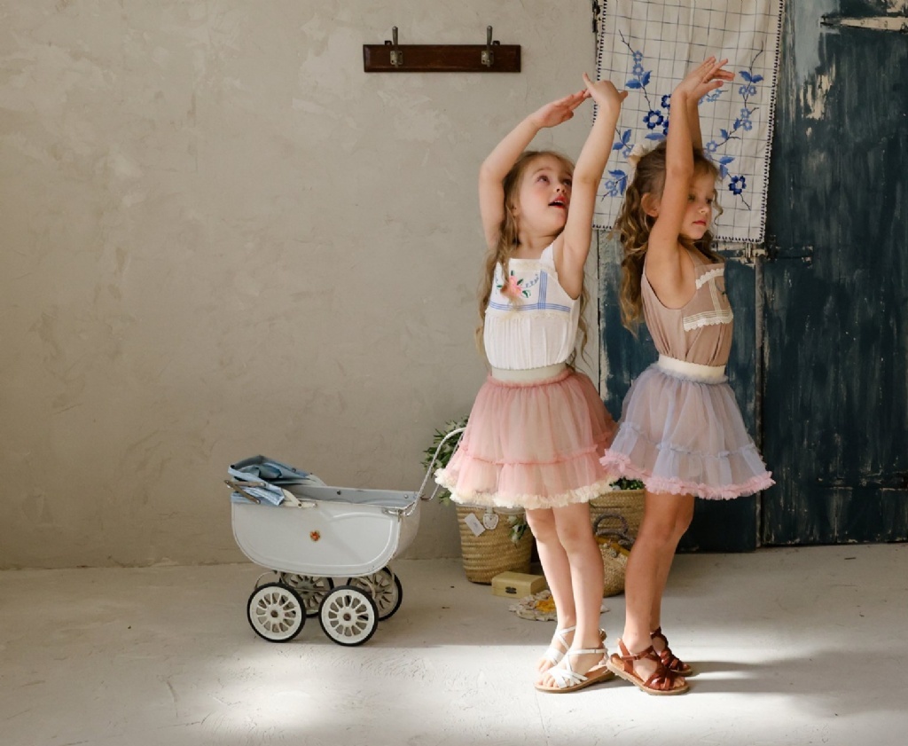 正韓夏Flo 兩色漸層感撞色花裙褲