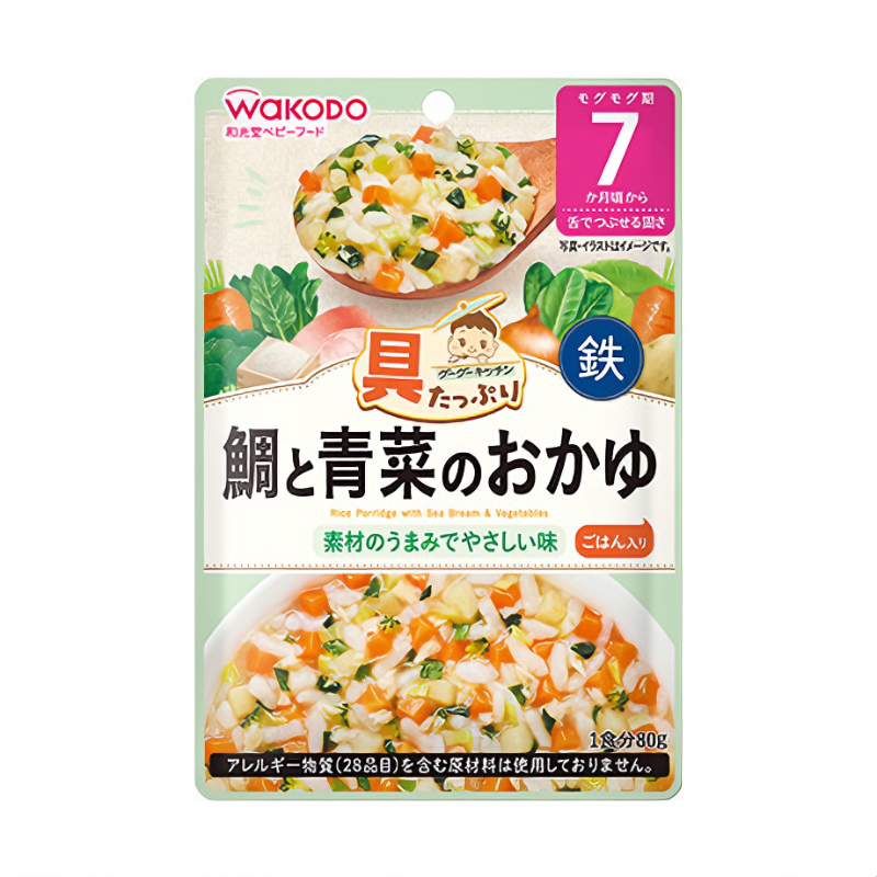 和光堂 Wakodo 營養滿點 鯛魚青菜粥 (7個月起) - 80g