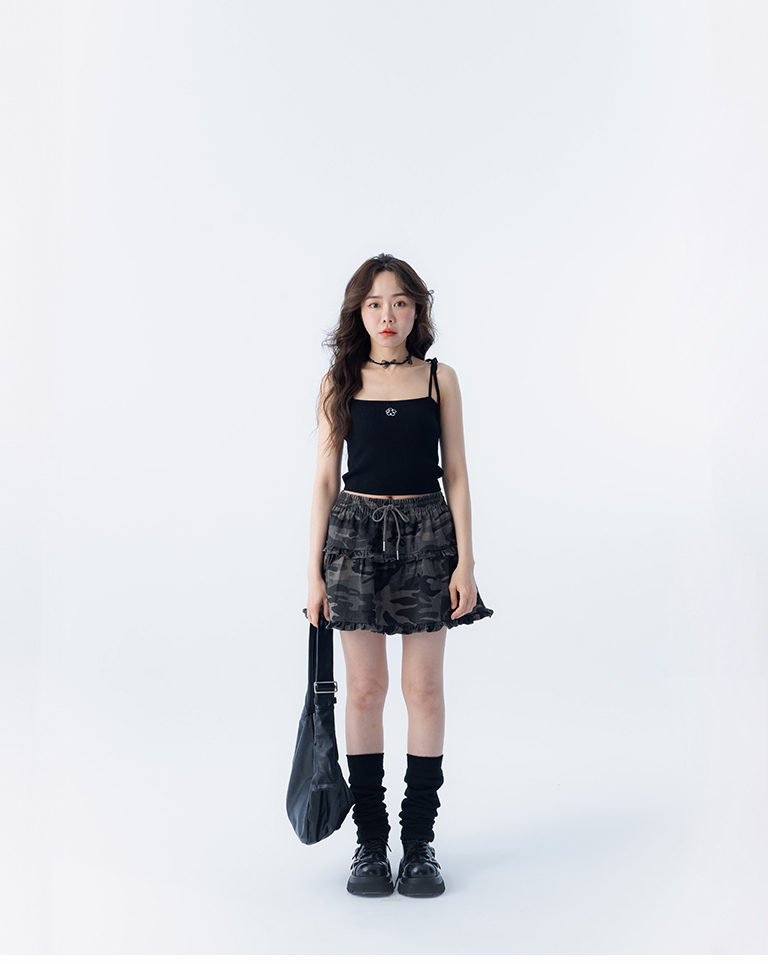 Camouflage ruffled cake skirt S/M【03010944】in stock+pre-order