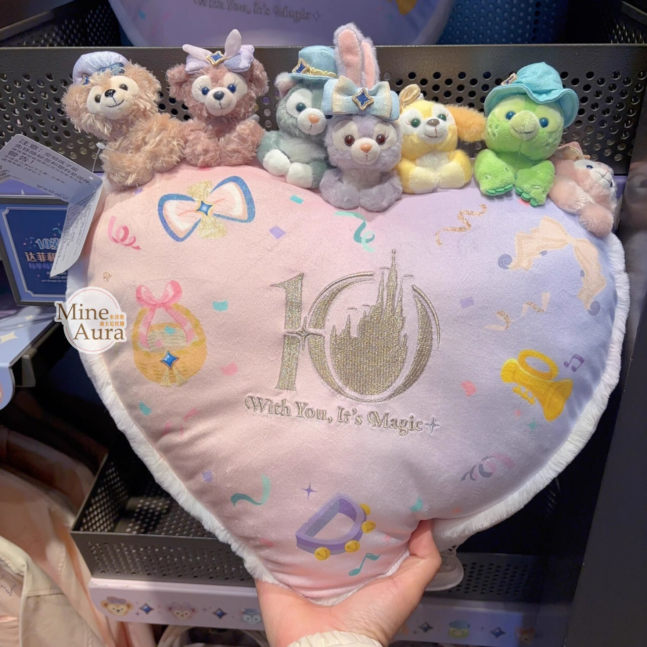 10歲生日慶典 達菲 Duffy 與好友們 趴趴愛心造型 抱枕 靠墊 枕頭 -上海迪士尼樂園