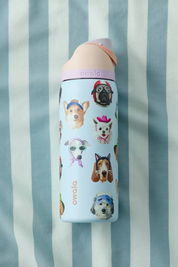 （預購）OWALA FreeSip 32oz 狗狗拼貼 冷水瓶