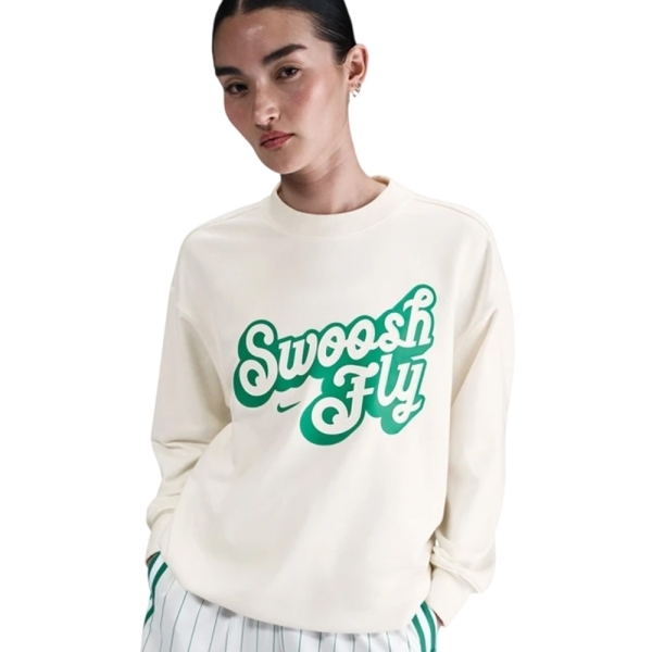 NIKE 大學T SWOOSH FLY 米綠色 長袖 衛衣 女 FZ5515-133