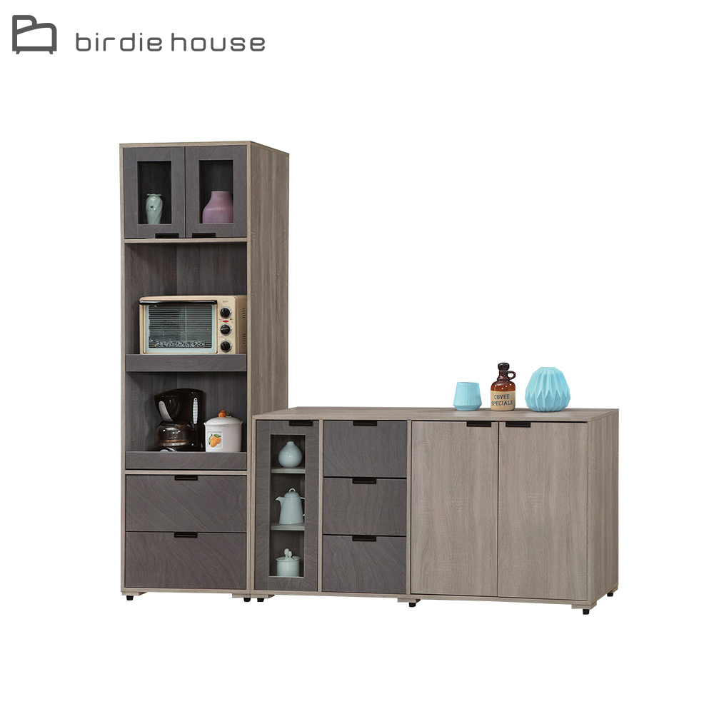 柏蒂家居-萊德7尺多功能L型餐櫃組合(高電器櫃+置物矮櫃)