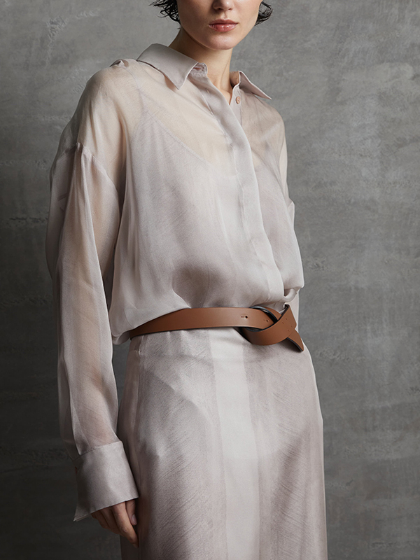 LORENA  真絲薄紗襯衫(附背心)