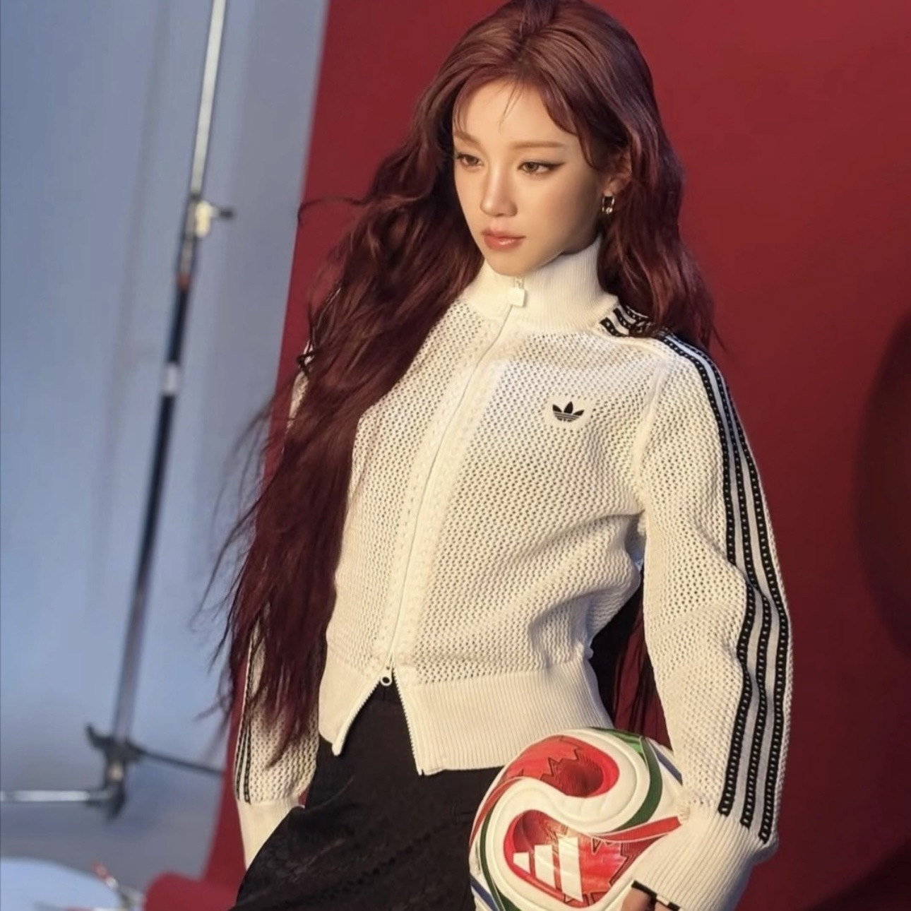 ADIDAS ORIGINALS 白/棕 針織 簍空 三線外套 雙拉鏈 宋雨琦同款 三葉草 KC6496 KE0202