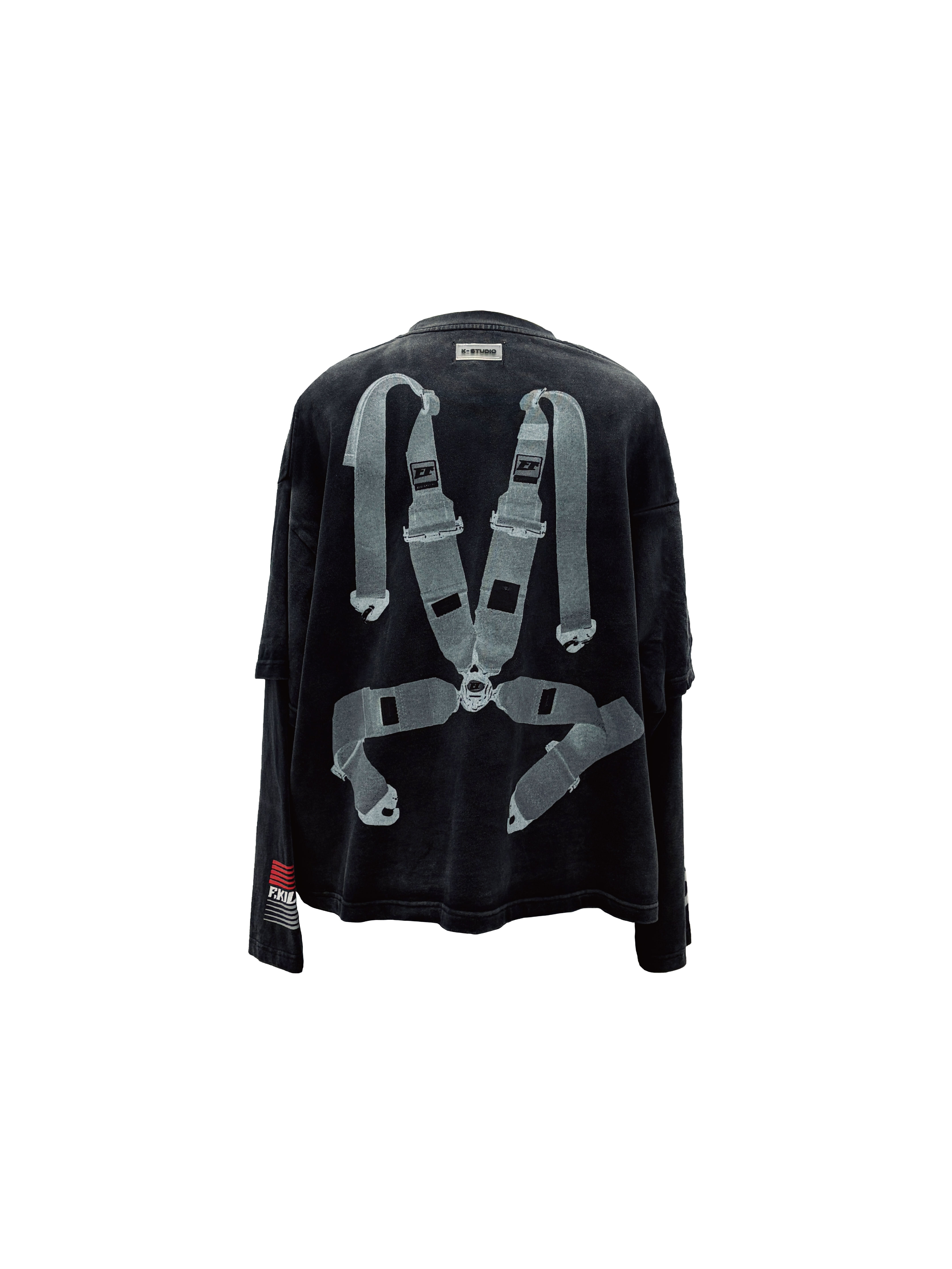 KILLASYSTEM 26S/S RACING PROJECT HARNESS L/S TEE 賽車 仿舊水洗 假兩件長TEE