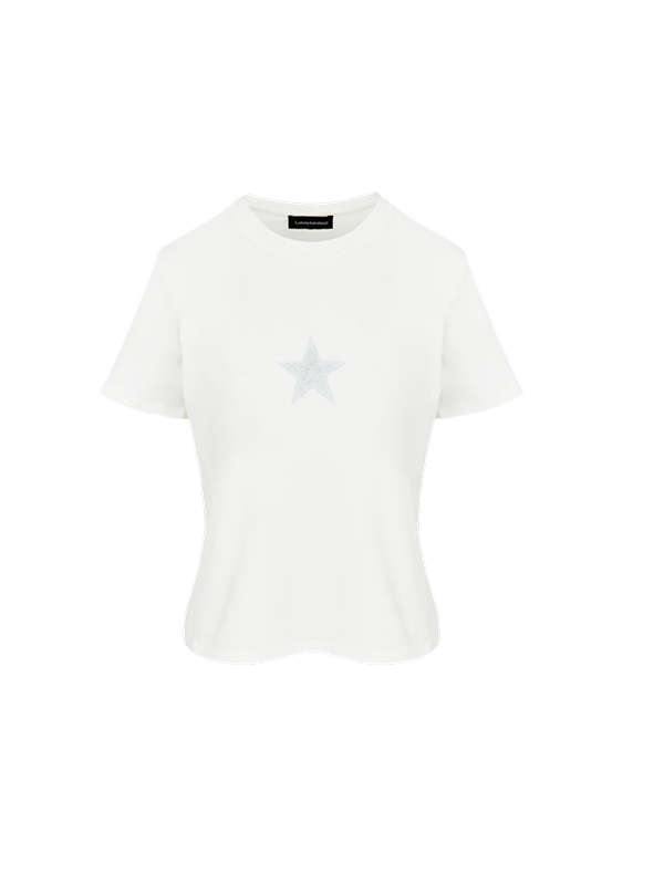 LORENA  星星亮片T恤(白)
