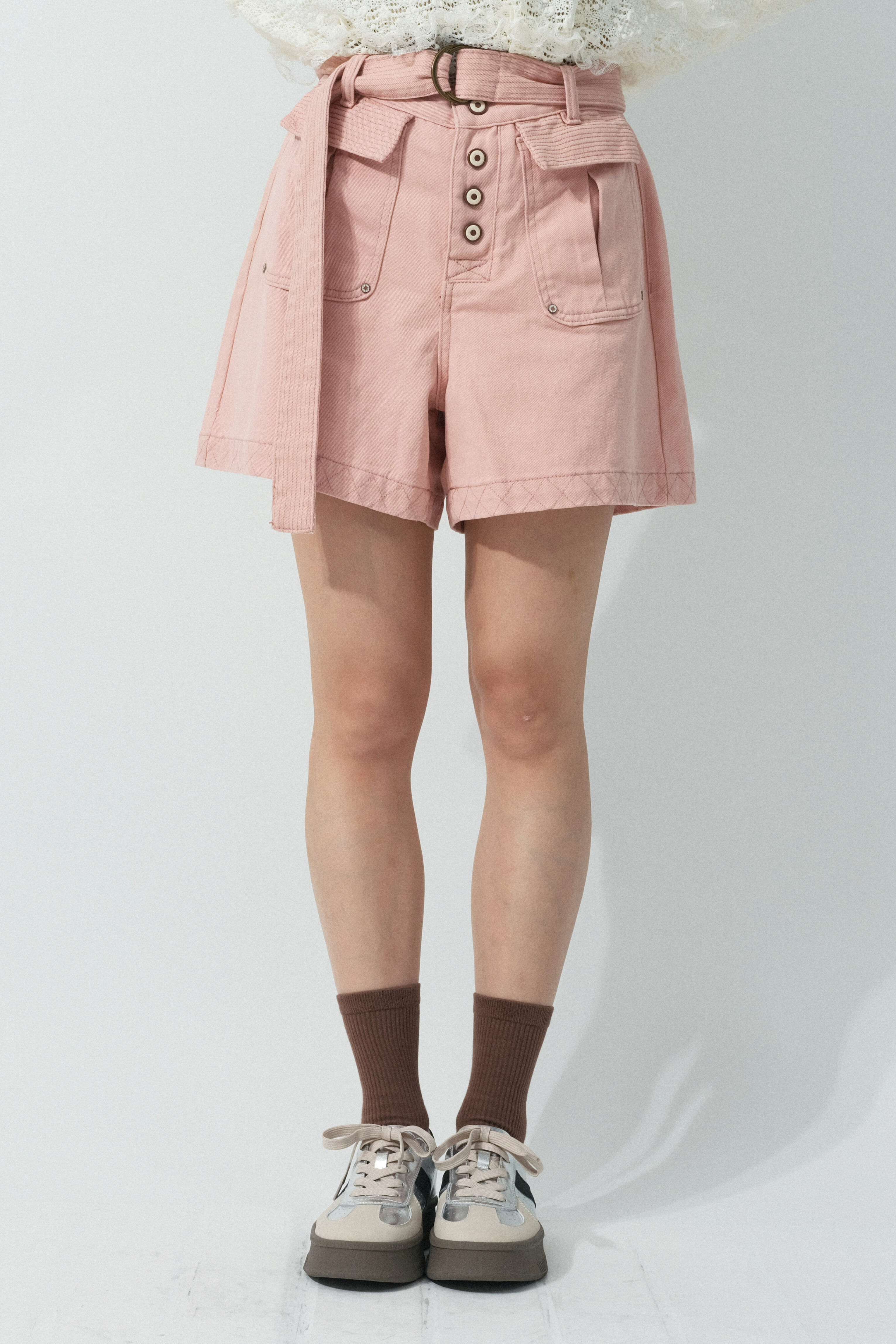 裝飾車線斜布短褲（預購產品）