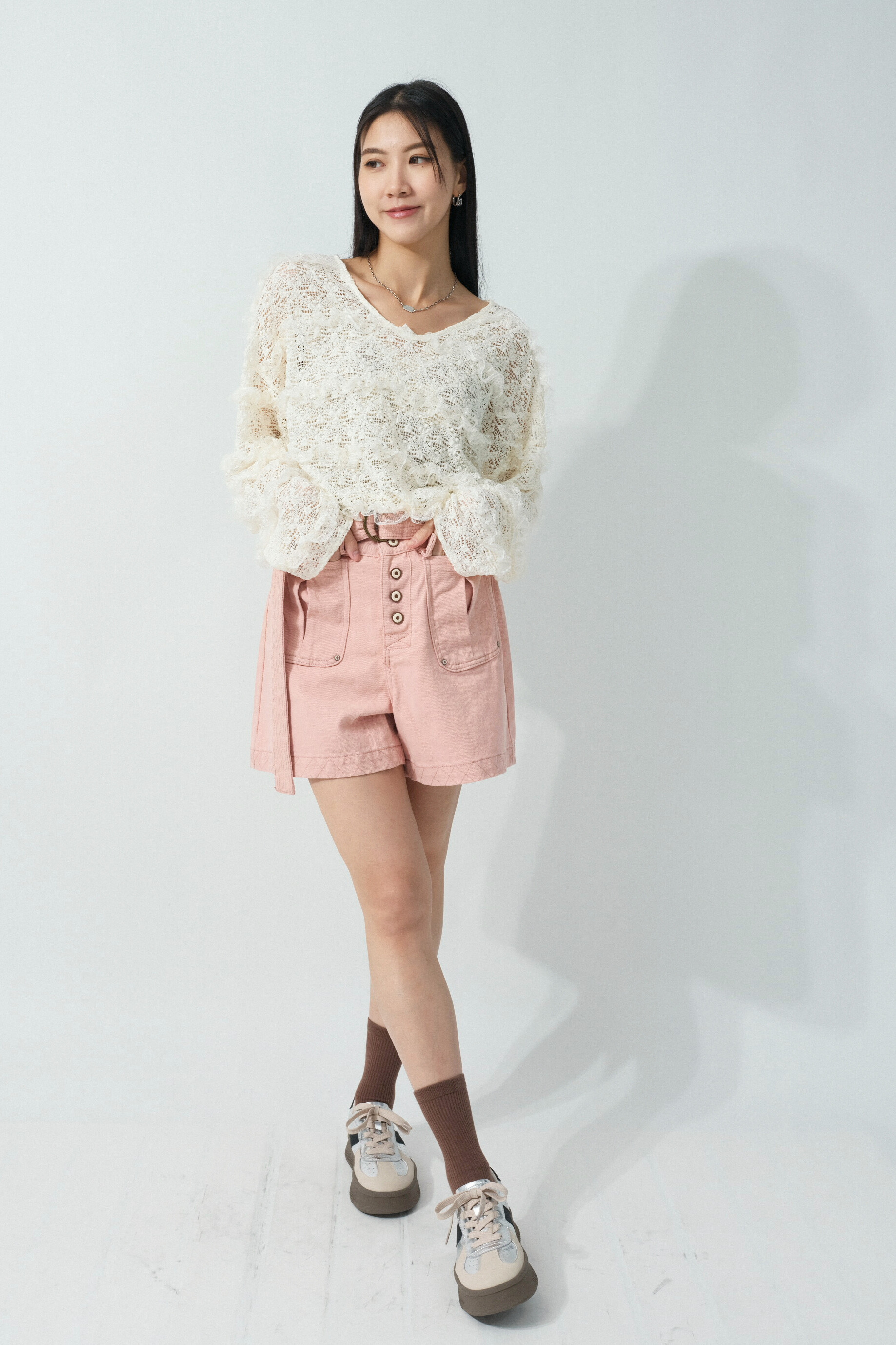 裝飾車線斜布短褲（預購產品）