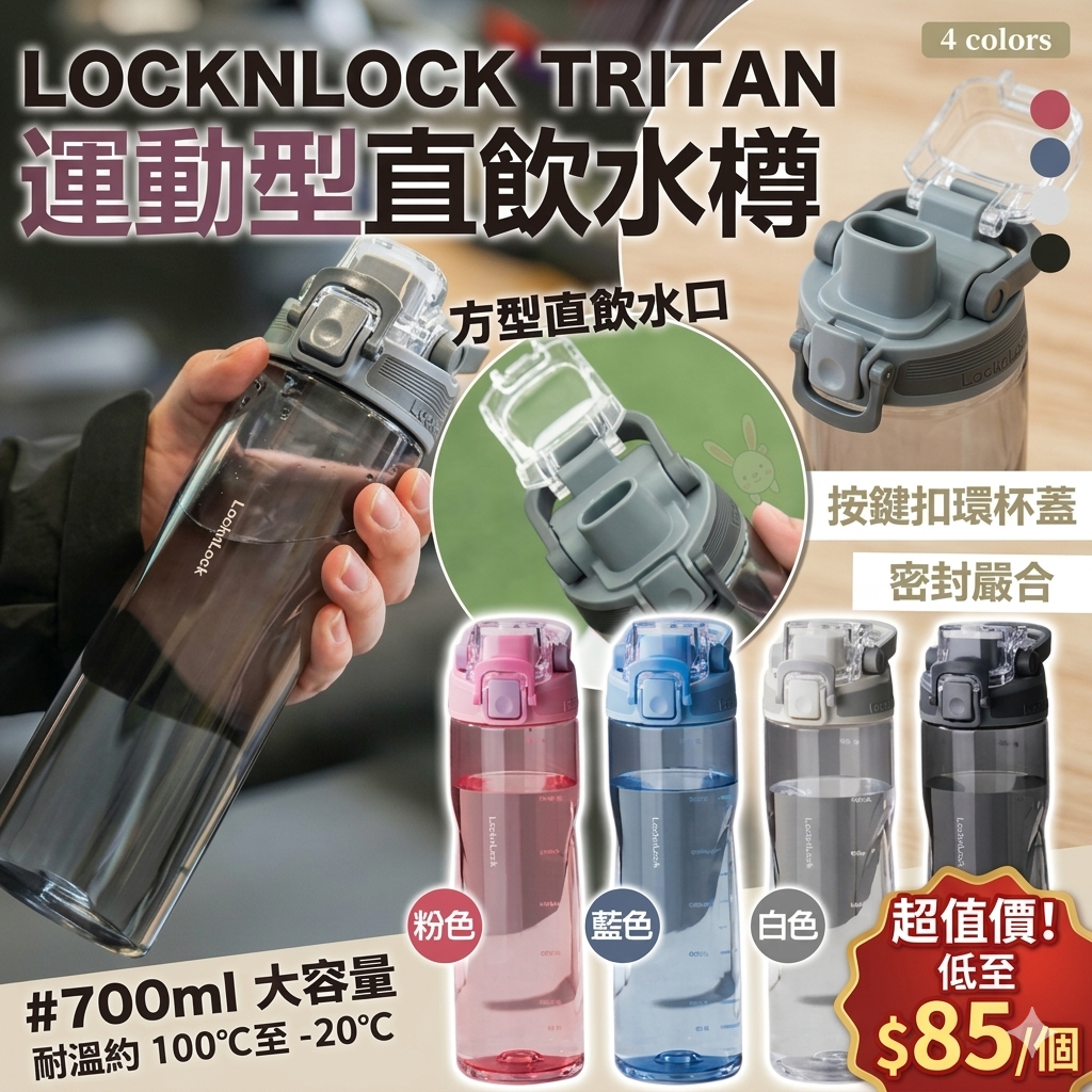 【UB9163】LocknLock TRITAN便攜防漏直飲水樽 700ml