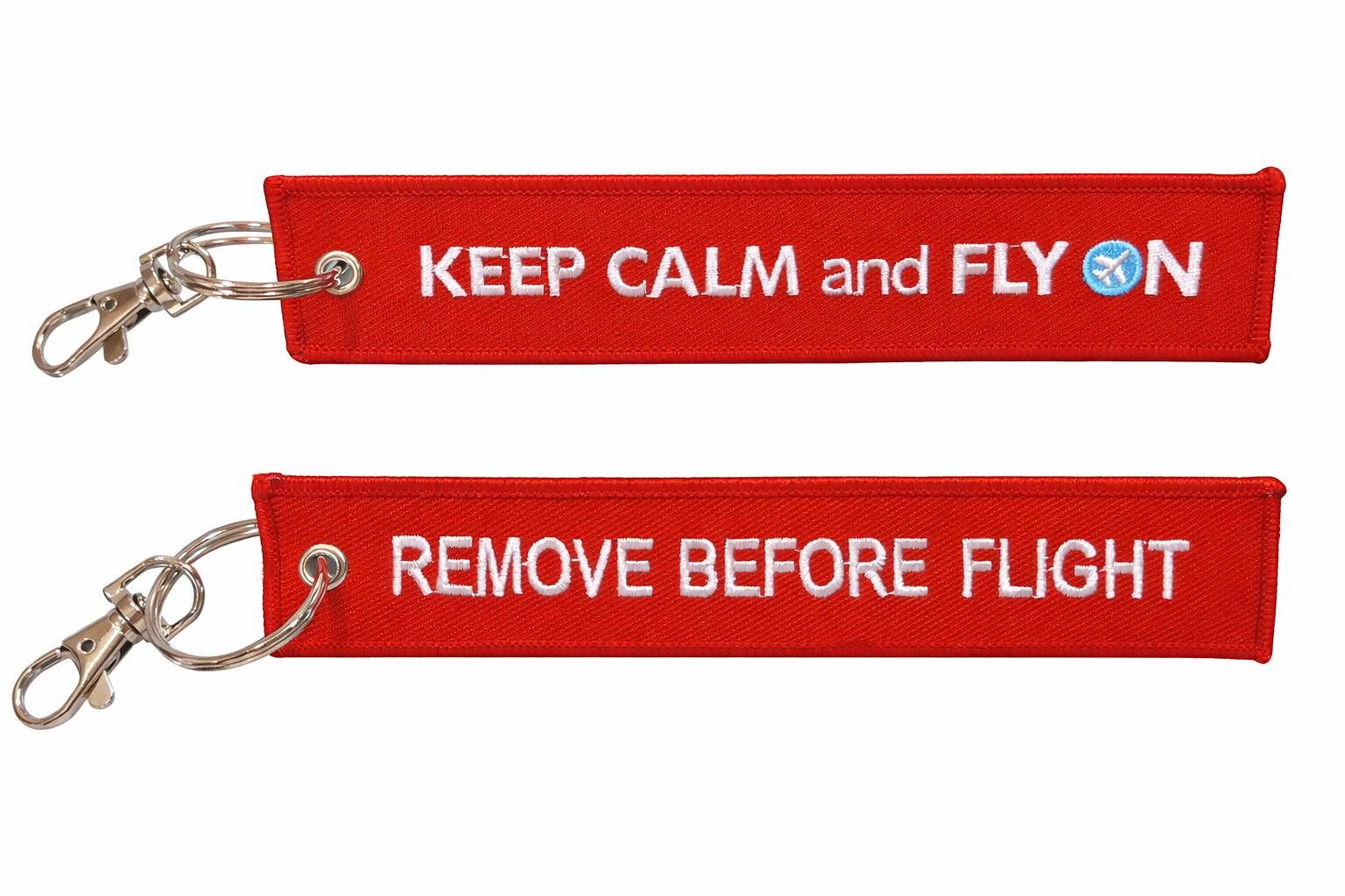 KEEP CALM and FLY ON(紅) 飛行前拆除鑰匙圈
