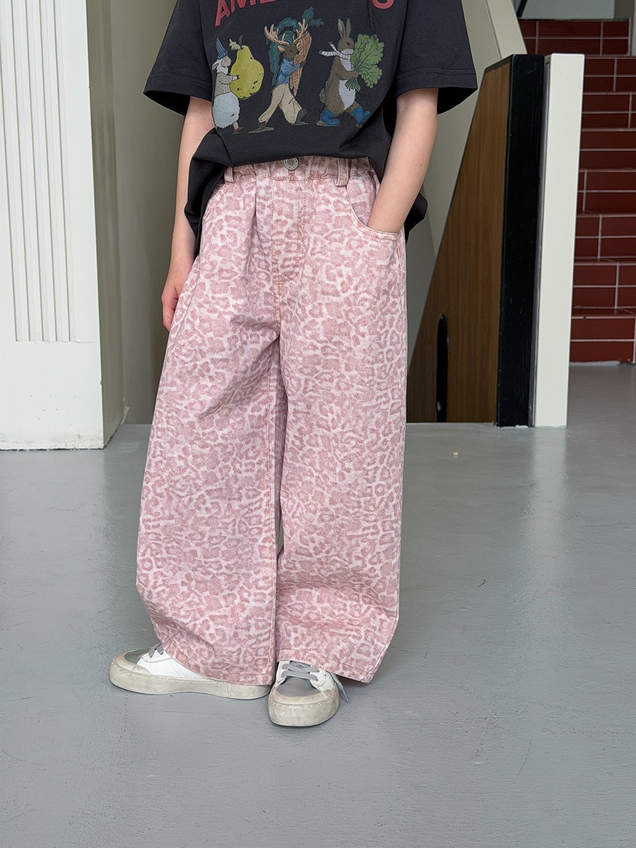 軟萌粉色豹紋褲