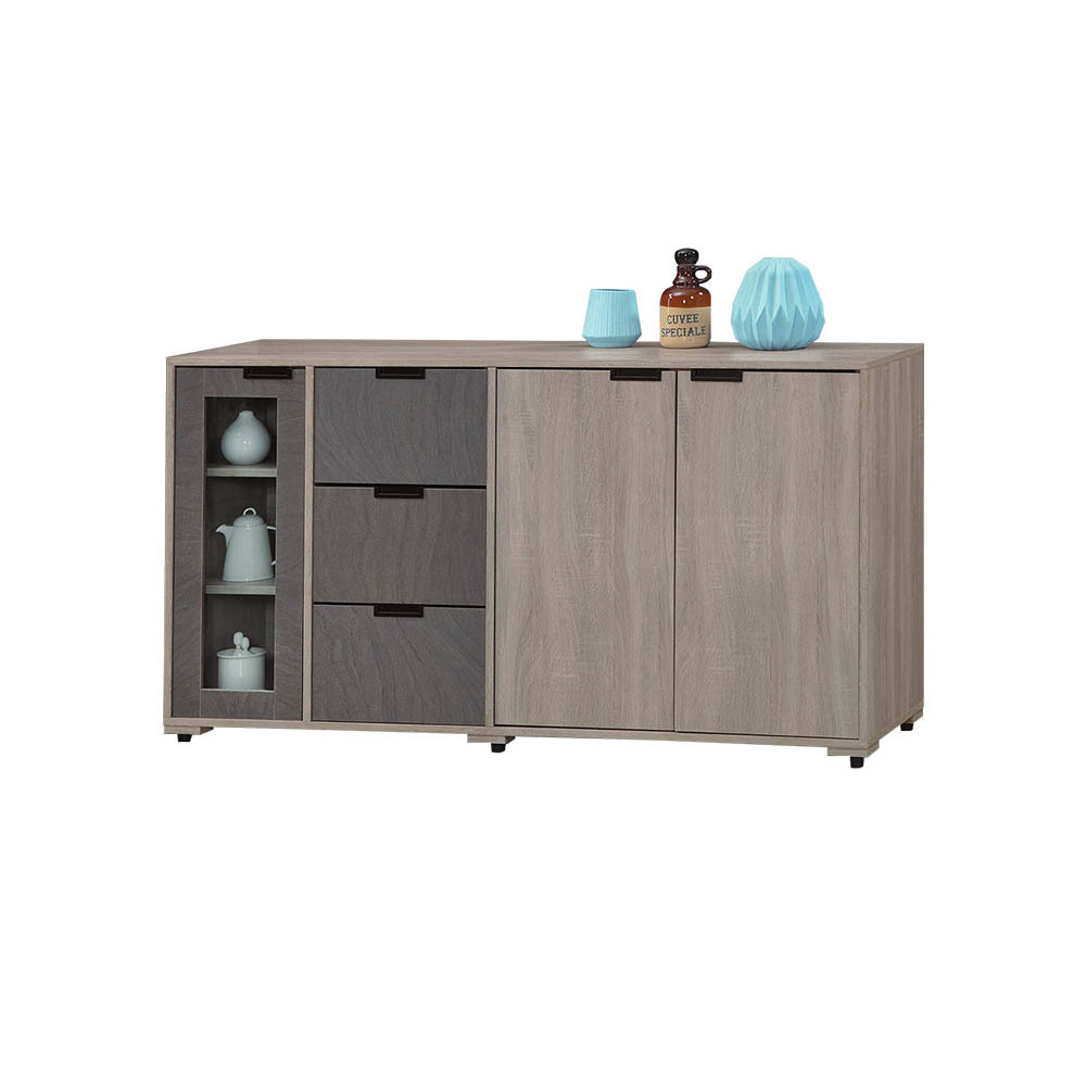 柏蒂家居-萊德5尺三門三抽收納餐櫃/碗盤櫃/電器櫃/置物矮櫃