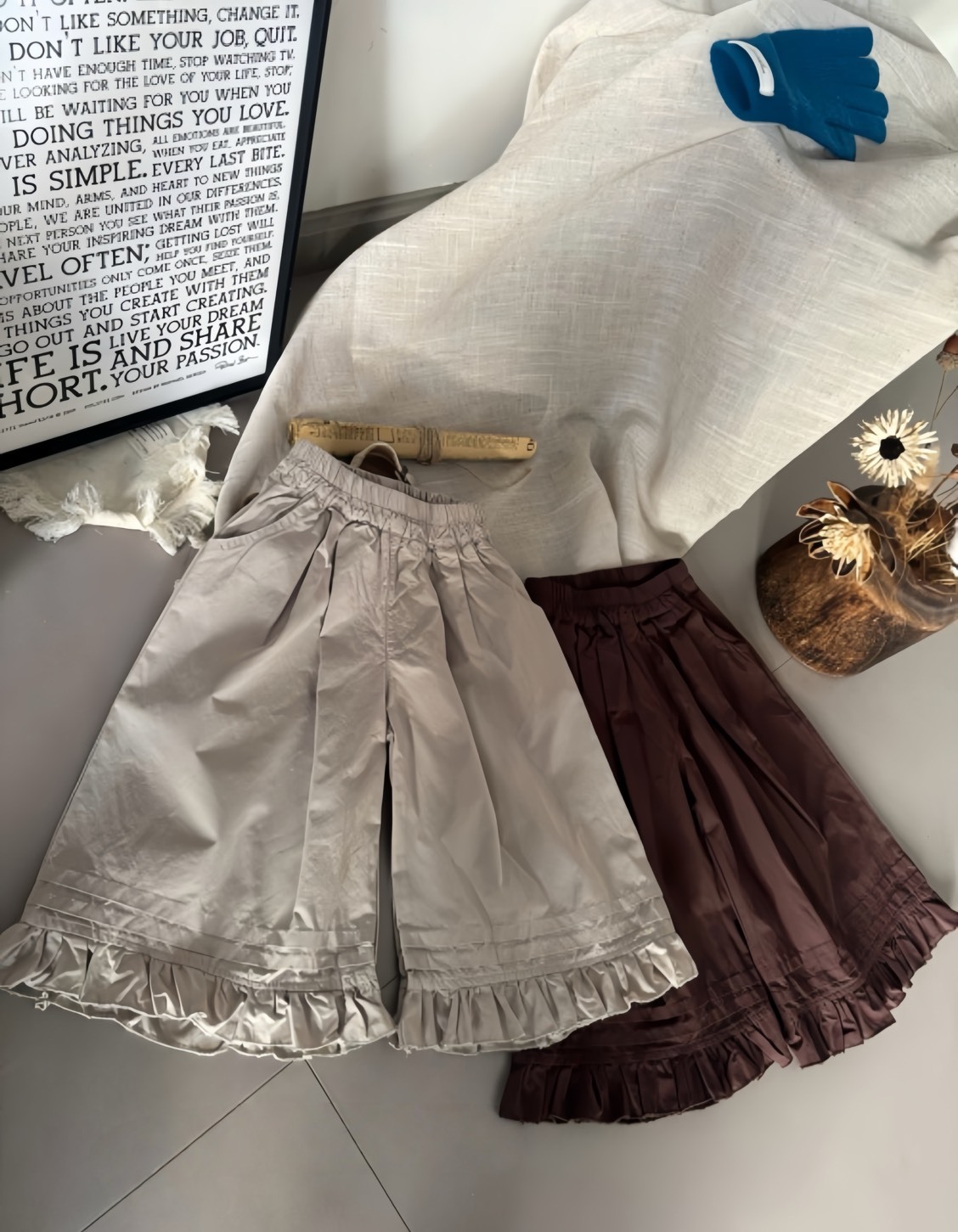 荷葉邊休閒寬褲