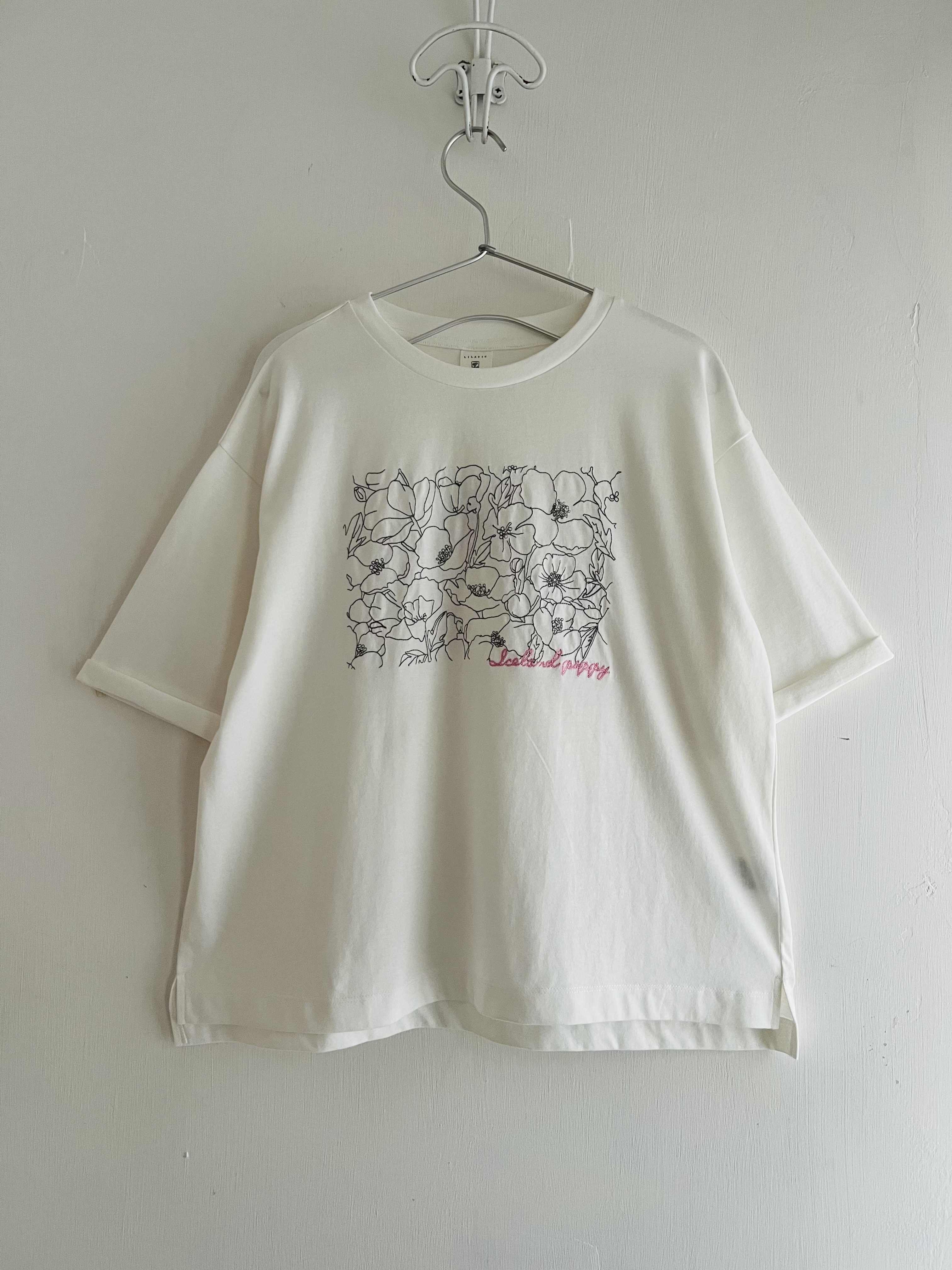 LILASIC白色刺繡花花tee