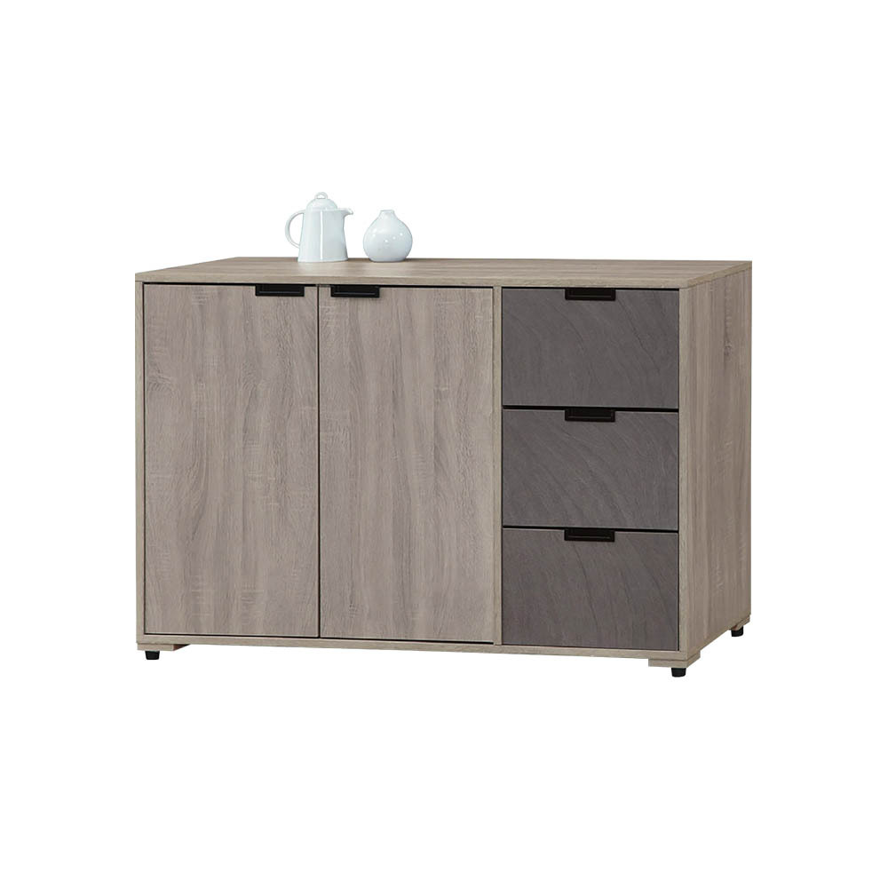 柏蒂家居-萊德4尺二門三抽收納餐櫃/碗盤櫃/電器櫃/置物矮櫃