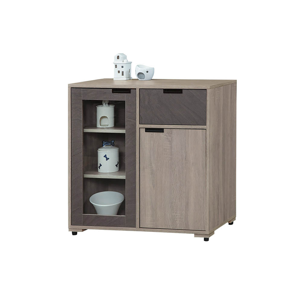 柏蒂家居-萊德2.7尺二門一抽收納餐櫃/碗盤櫃/電器櫃/置物矮櫃