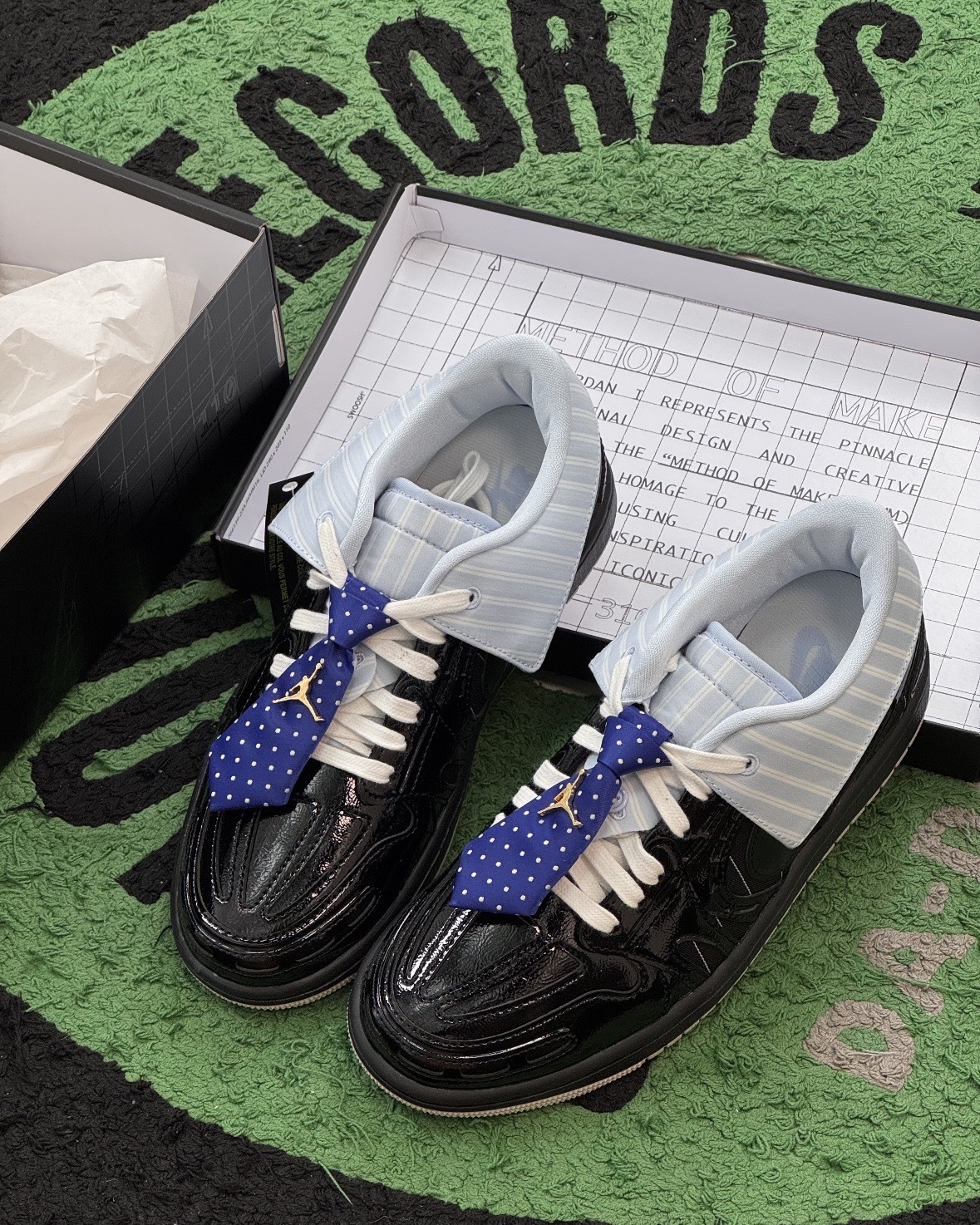 【逢甲 FUZZY】W Air Jordan 1 MM Low V3 ""Black” 襯衫 領帶 可拆 漆皮黑 IR7554-001