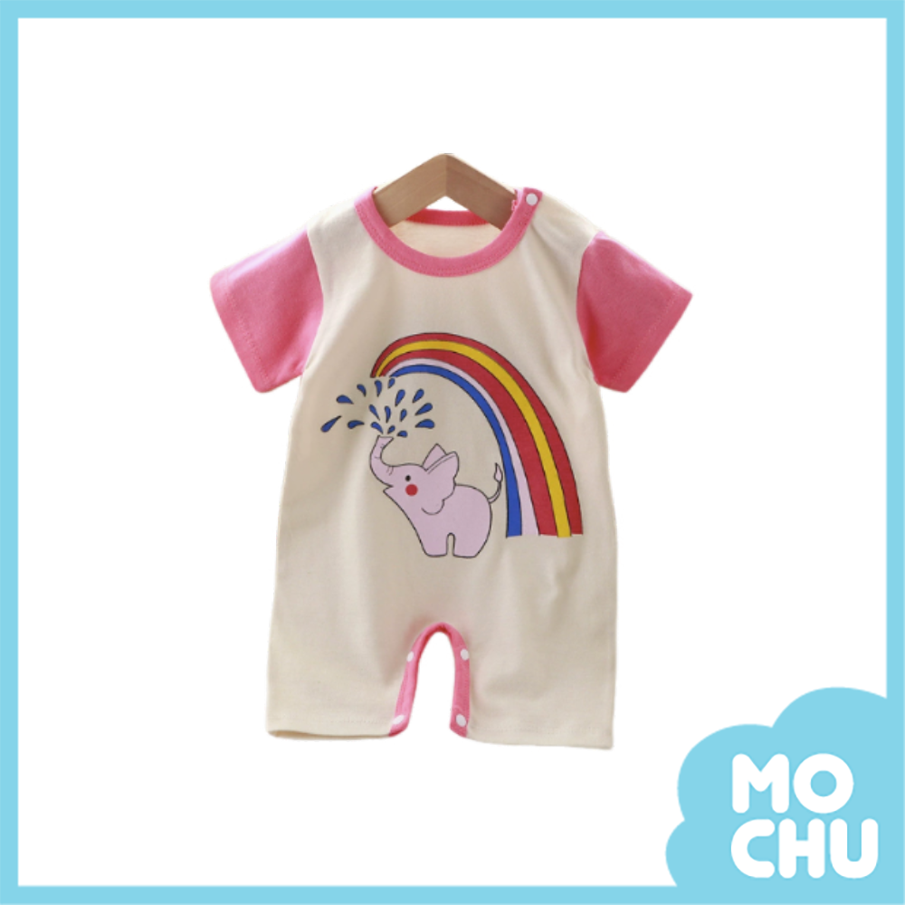 彩虹小象短袖連身衣