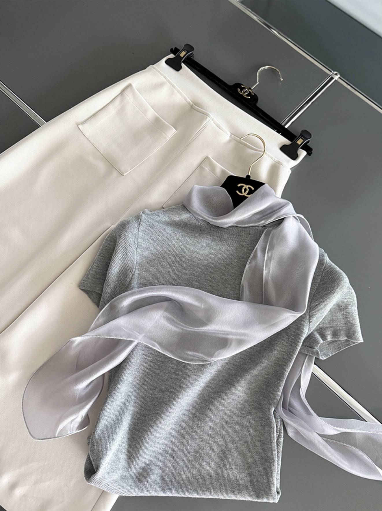 鬆緊腰方形雙口袋造型A字傘擺長裙-F / 2色