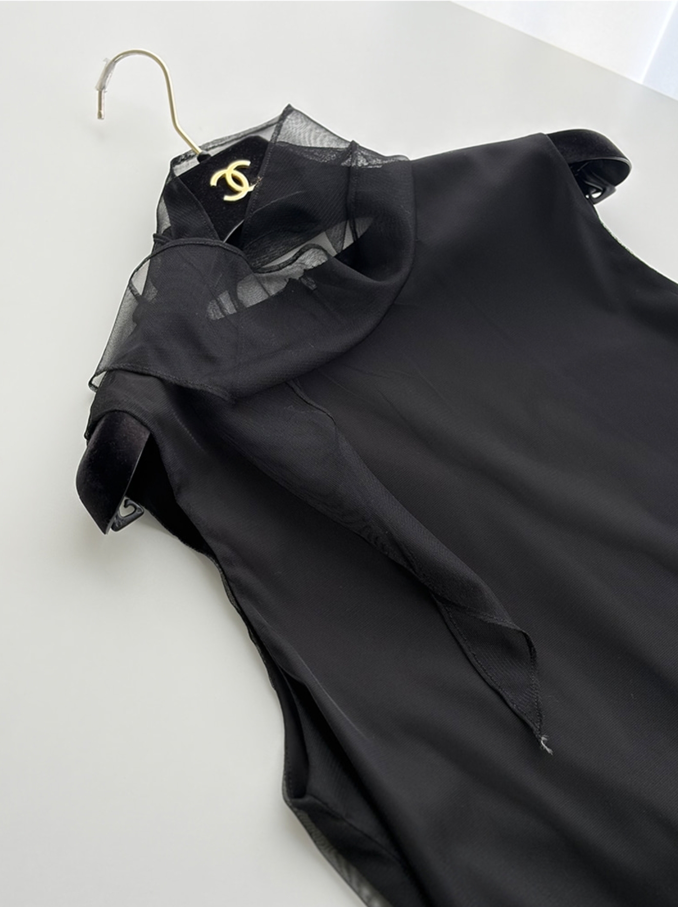 雙層拼接歐根紗造型圓領背心裙長洋裝-F / 2色