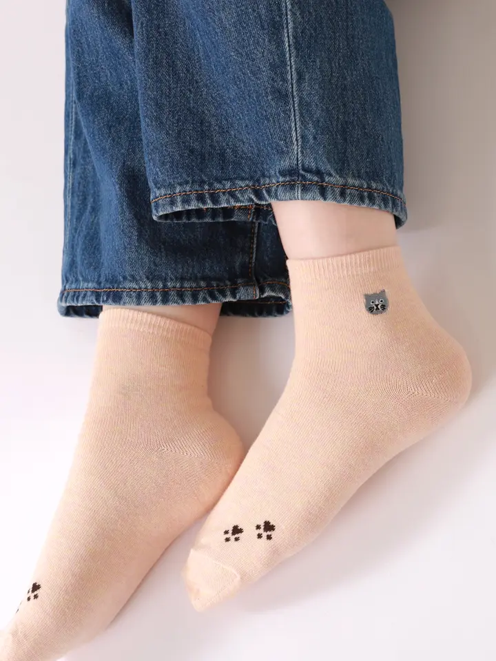 [連線優惠] 靴下屋 Mighty Soxer 貓咪刺繡短襪