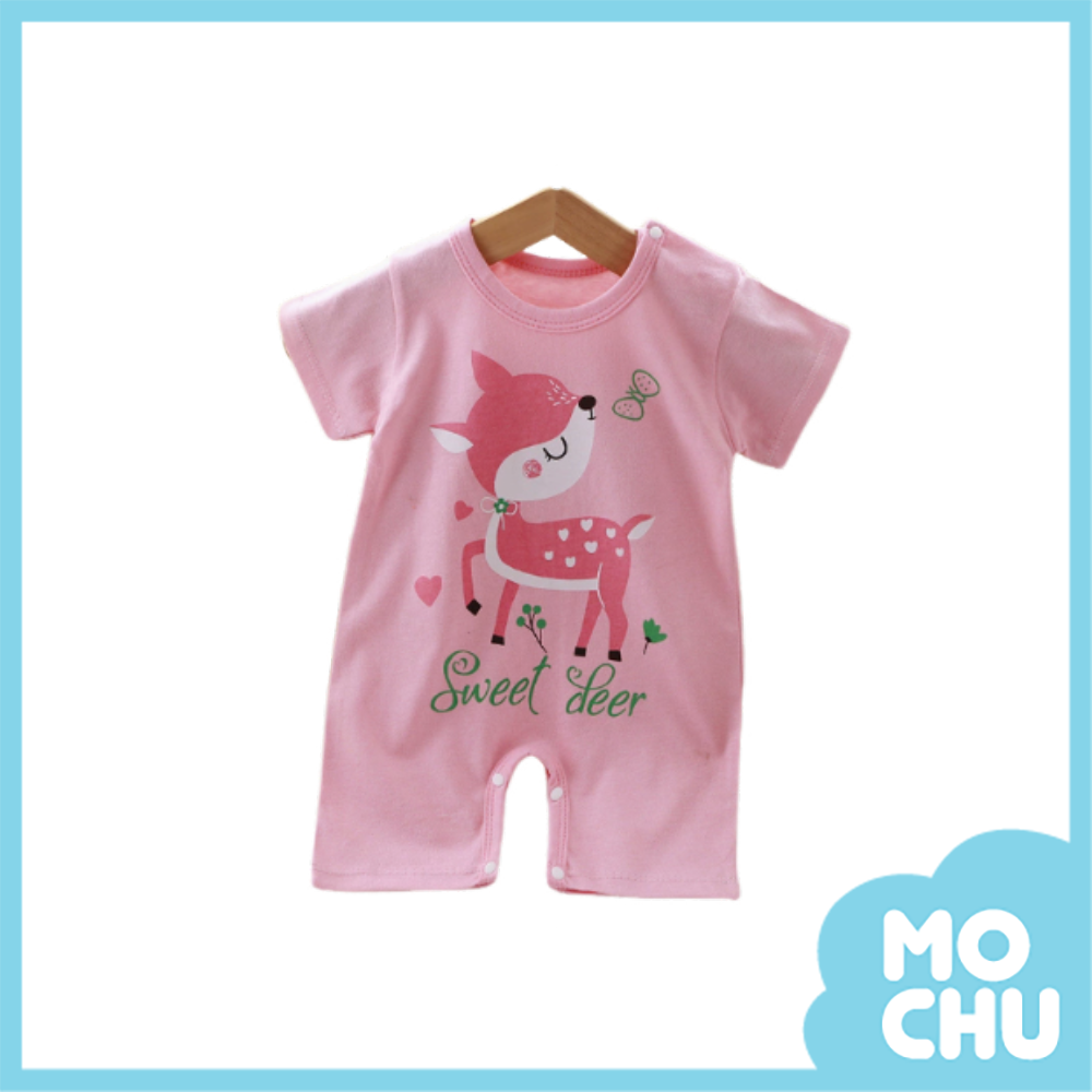 散步的小鹿短袖連身衣