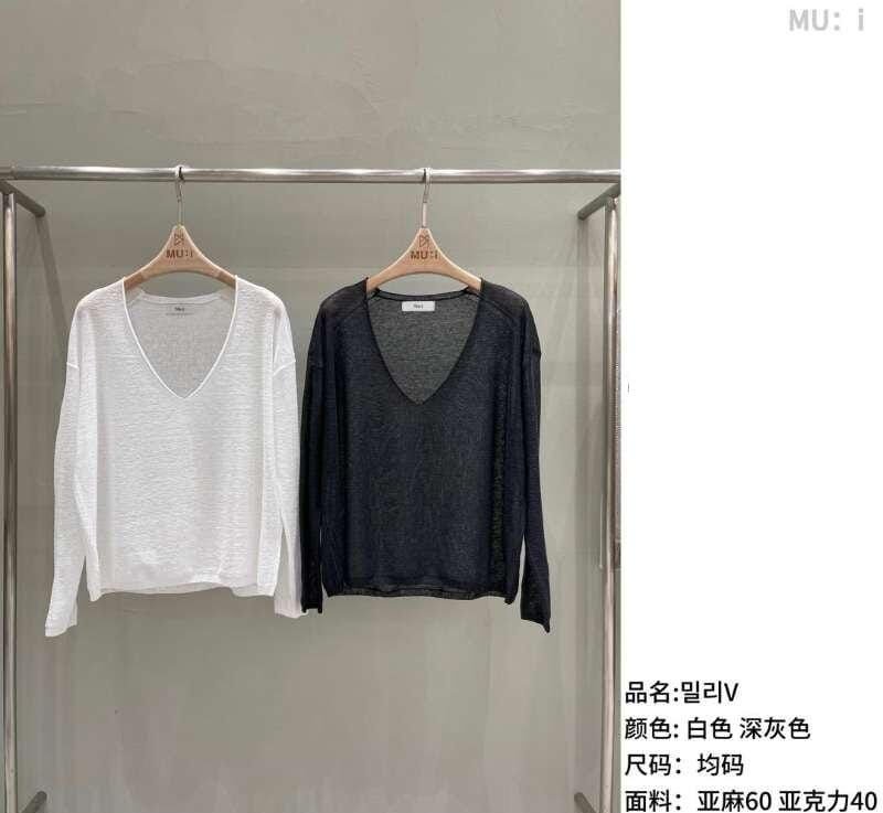 MU6035 透膚V領長袖小外搭