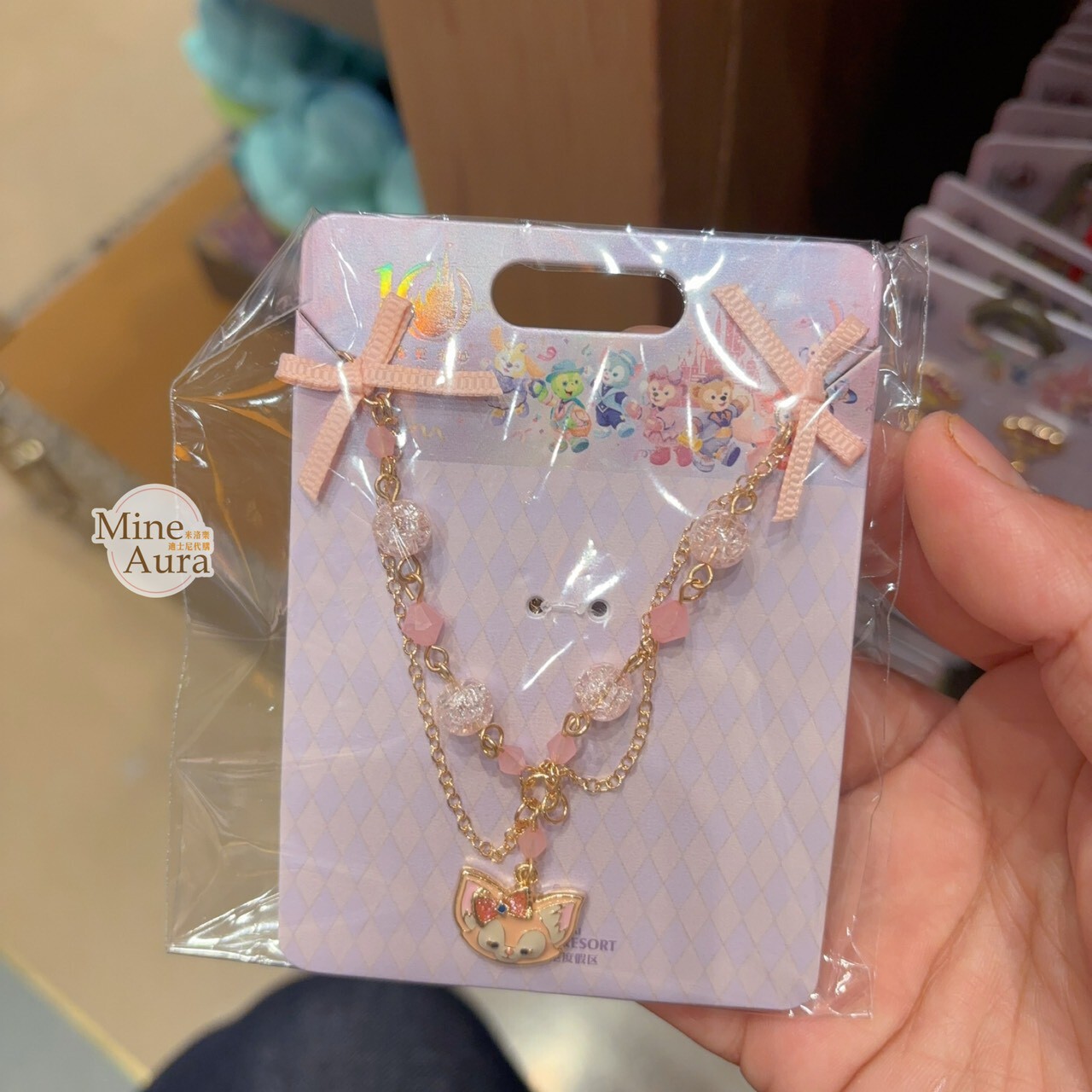 10歲生日慶典 玲娜貝兒 Lina bell 大頭墜飾 蝴蝶結 造型 項鍊 首飾 -上海迪士尼樂園