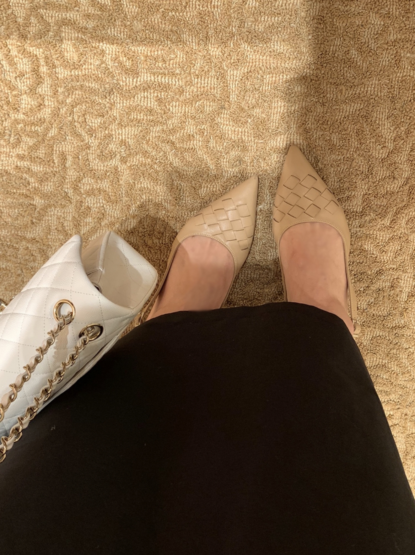 編織造型尖頭後勾帶低跟涼鞋 / 2色