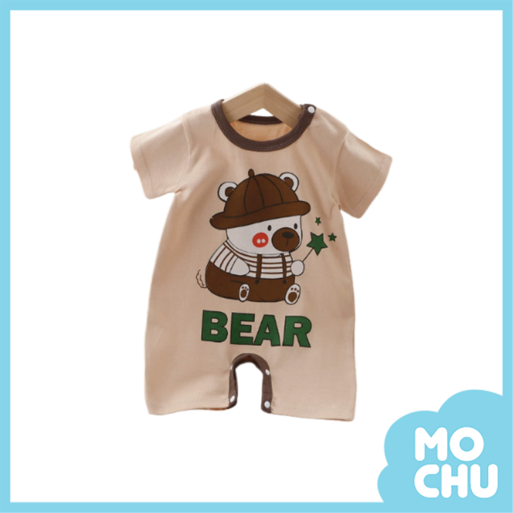 星星戴帽熊短袖連身衣