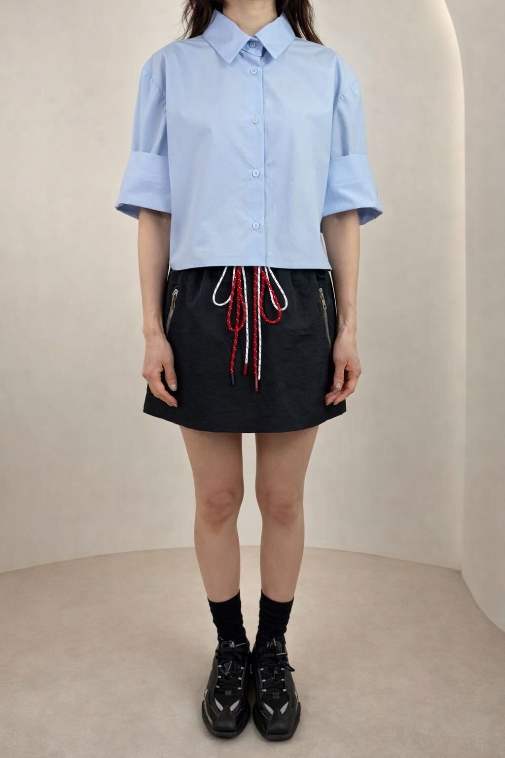 雙色抽帶涼感短褲