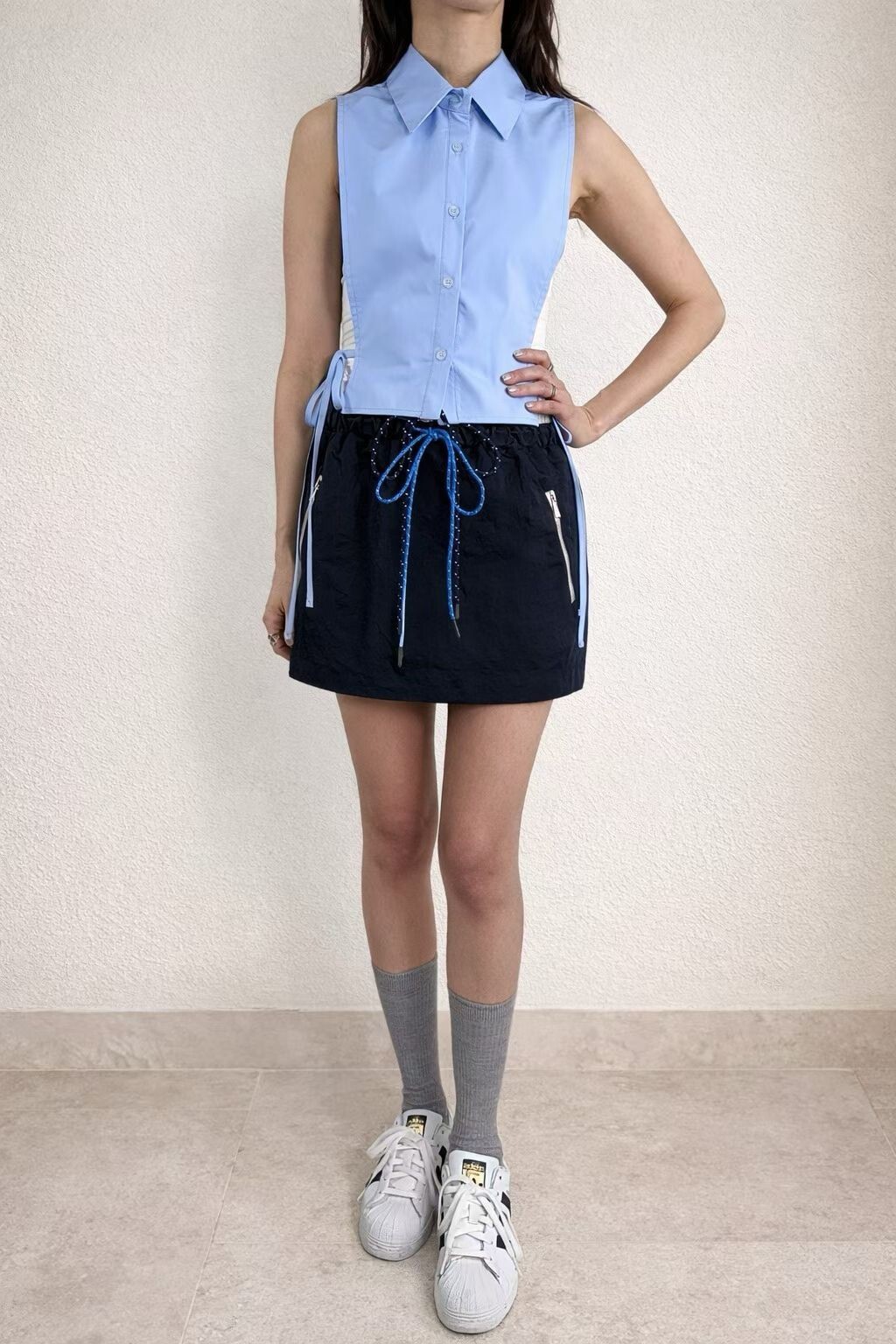 雙色抽帶涼感短褲